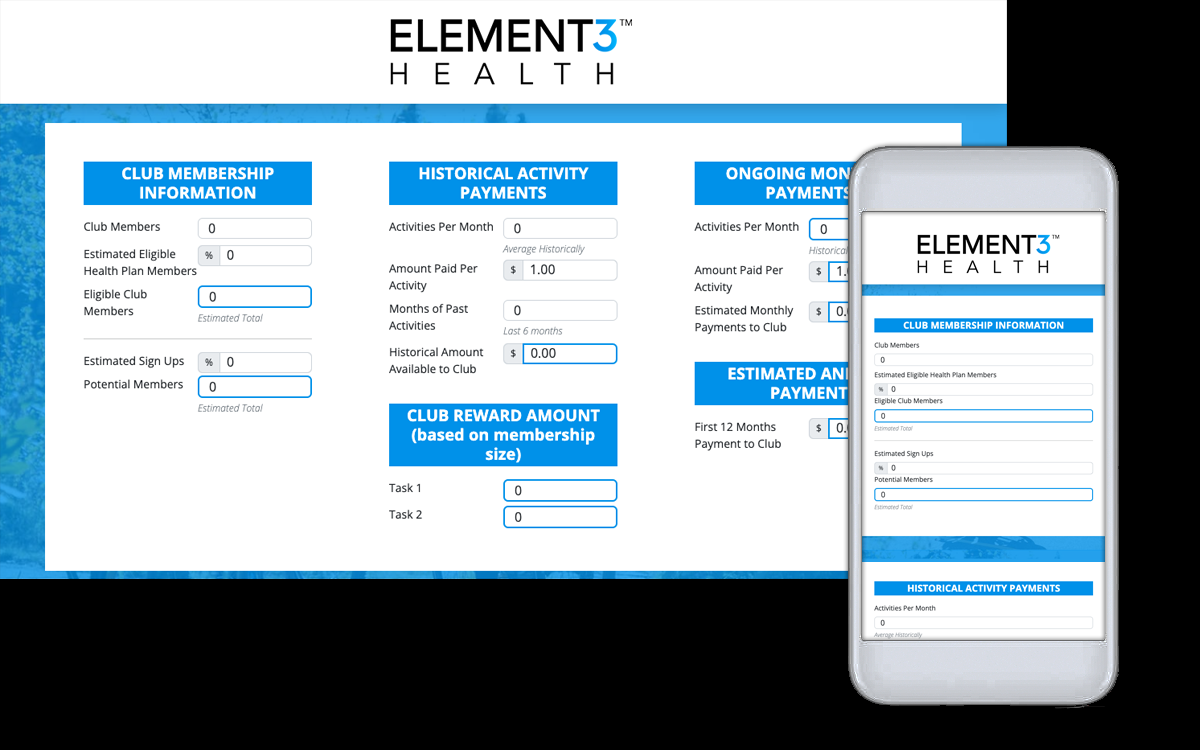 Screenshots of both the mobile and desktop versions of the calculator